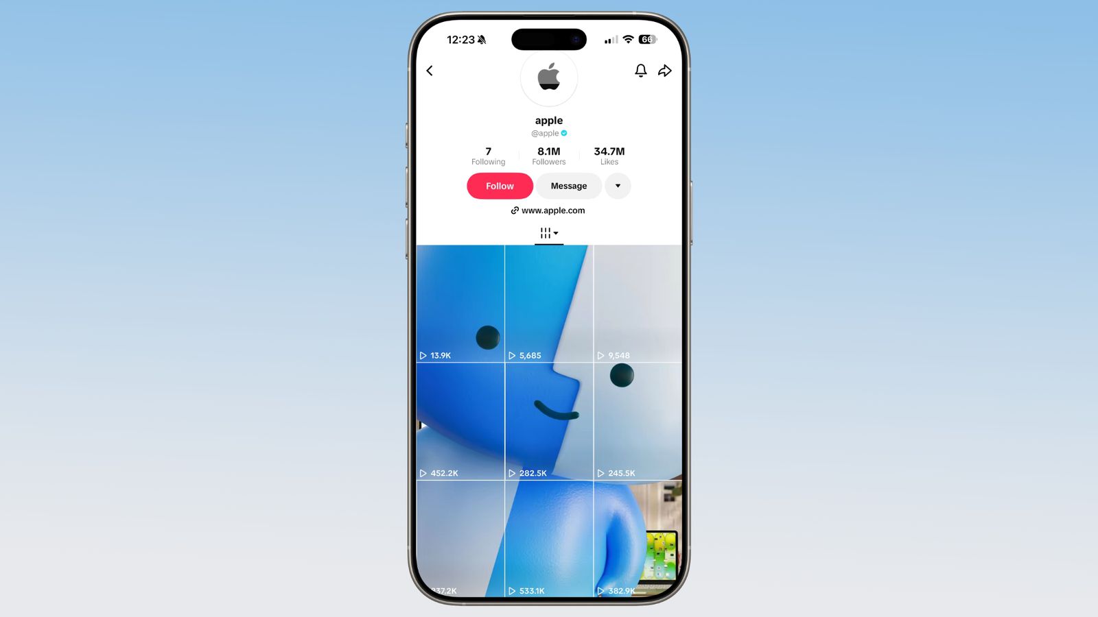 Lil Finder Guy — Apple's TikTok profile grid